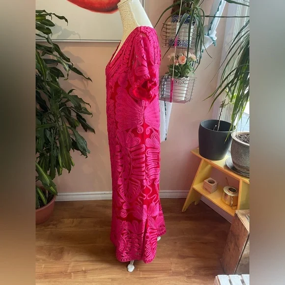 JS Collections Pink Ruffled Maxi Gown - Picture 6 of 15